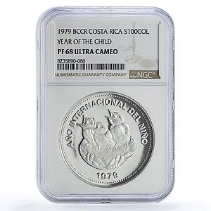 Costa Rica 100 colones UNICEF Save the Children Child Year PF68 NGC coin 1979