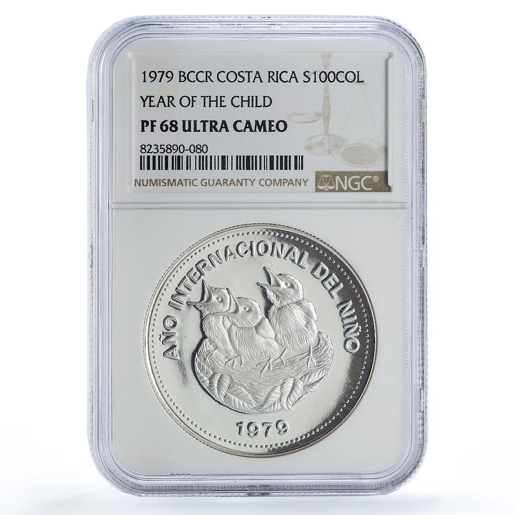 Costa Rica 100 colones UNICEF Save the Children Child Year PF68 NGC coin 1979