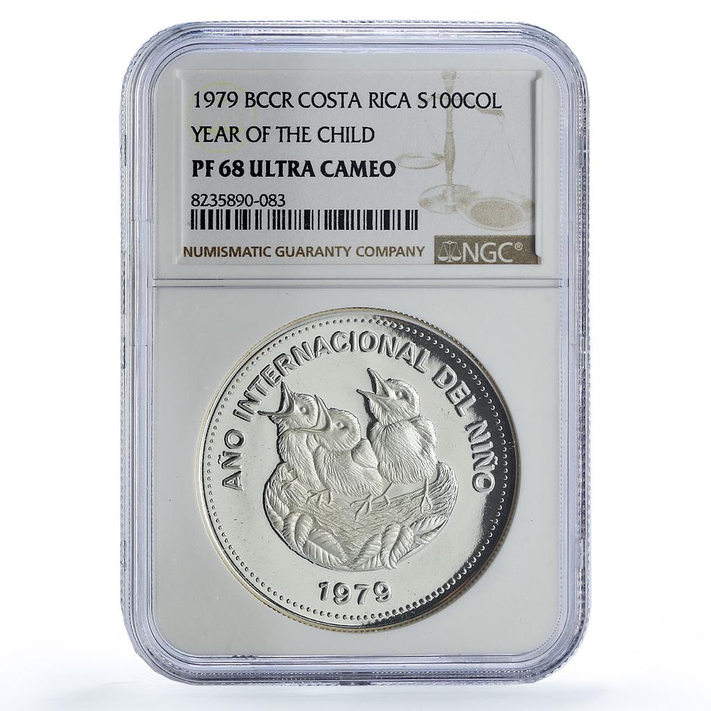 Costa Rica 100 colones UNICEF Save the Children Child Year PF68 NGC coin 1979