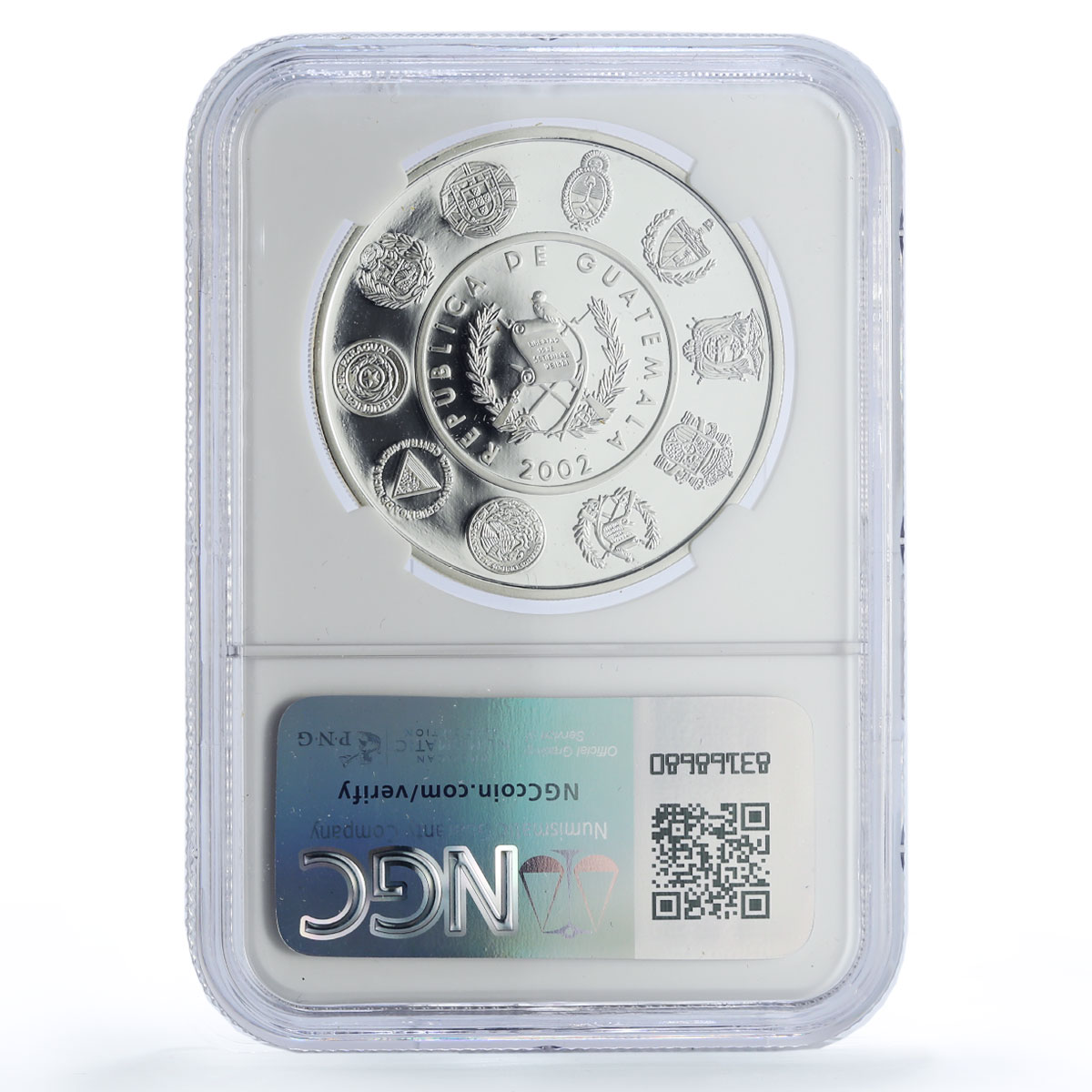 Guatemala 1 quetzal Canoe Fisher Ibero-American PF69 NGC silver coin 2002