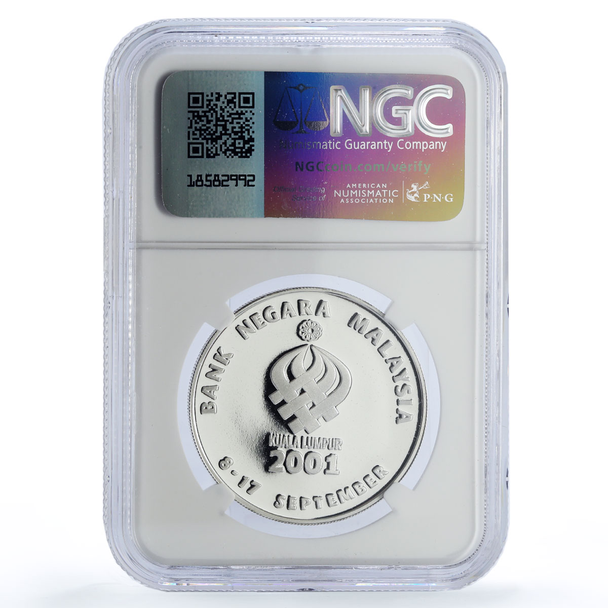 Malaysia 10 ringgit 21th Sukan Sea Games Sports PF69 NGC silver coin 2001