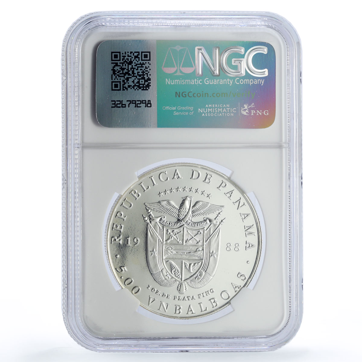 Panama 5 balboas Richthofen Red Baron Planes Aviation PF68 NGC silver coin 1988