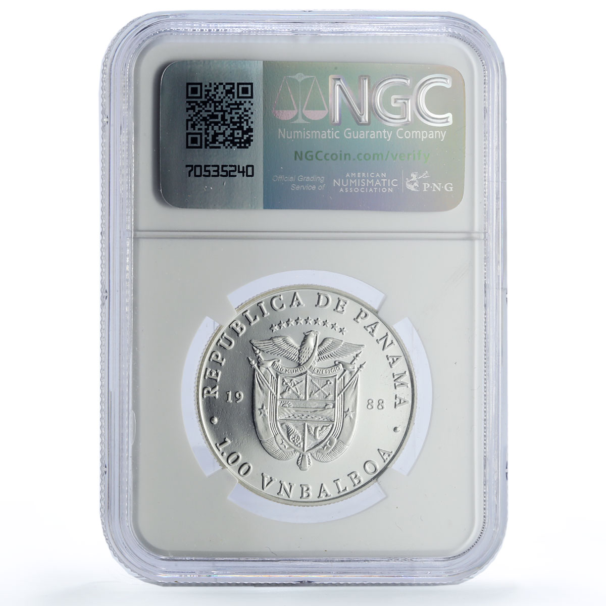 Panama 1 balboa John F Kennedy History Politics PF68 NGC silver coin 1988