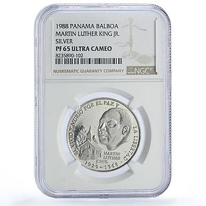 Panama 1 balboa Martin Luther King History Politics PF65 NGC silver coin 1988