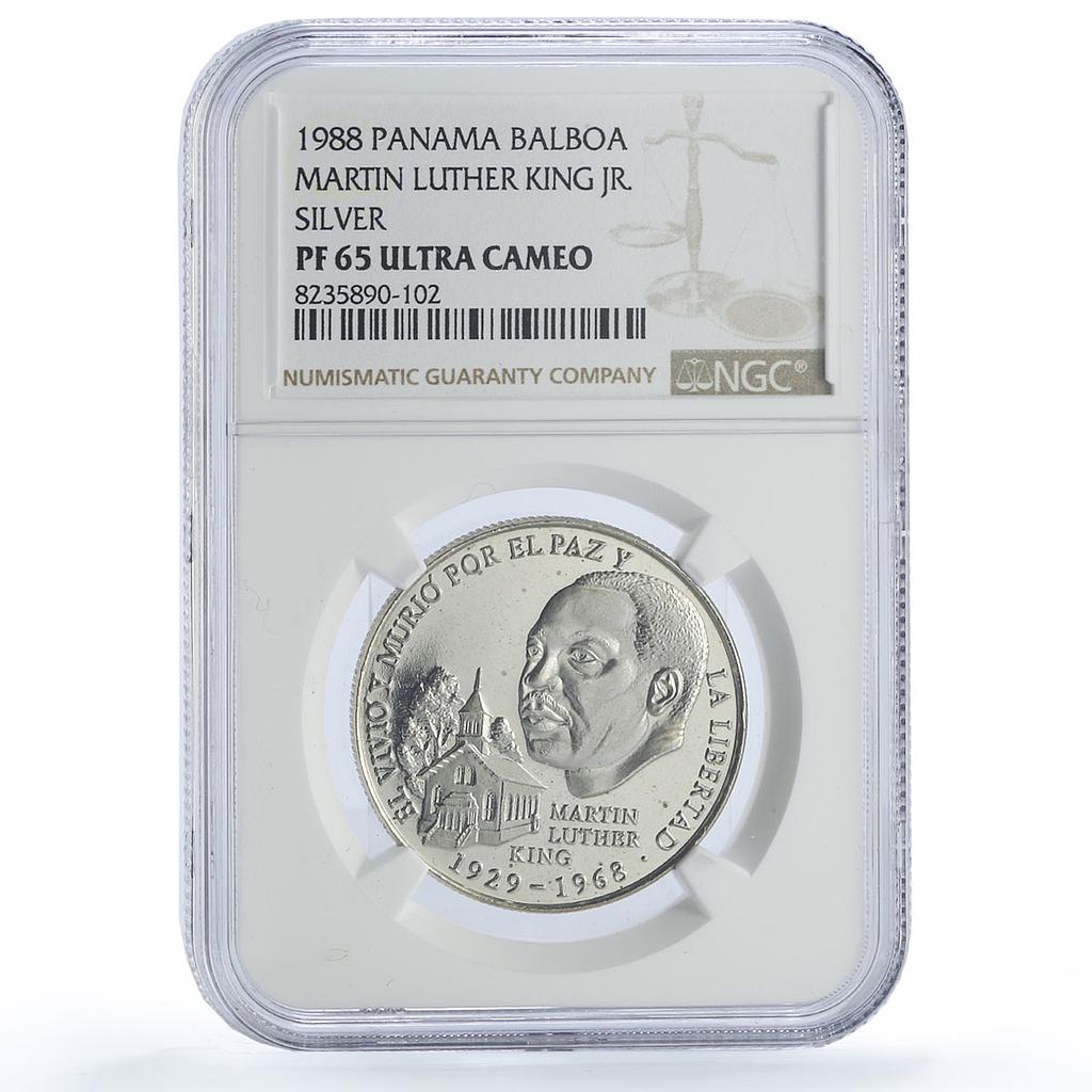 Panama 1 balboa Martin Luther King History Politics PF65 NGC silver coin 1988