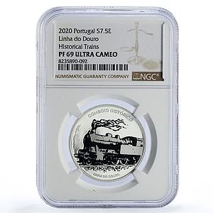 Portugal 7,5 euro Linha Douro Ibero-American Trains PF69 NGC silver coin 2020