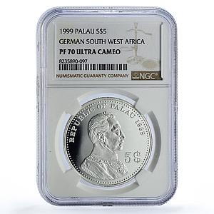 Palau 5 dollars German South West Africa Camel History PF70 NGC silver coin 1999