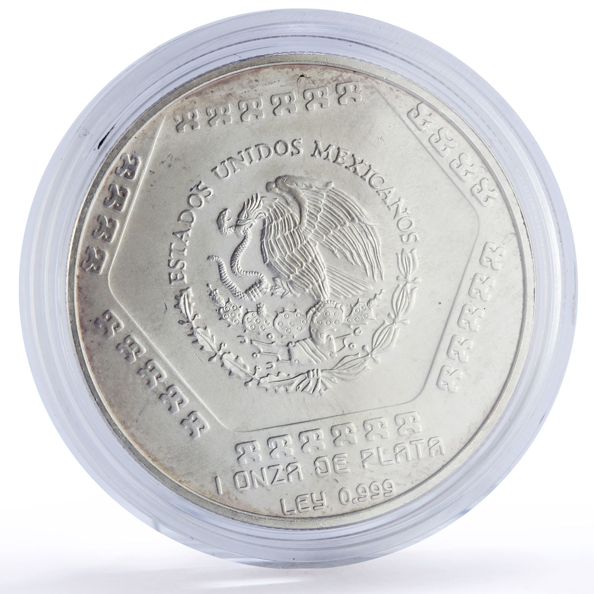 Mexico 5 pesos Mascaron Del Dios Chaac Precolombina Maya silver coin 1994