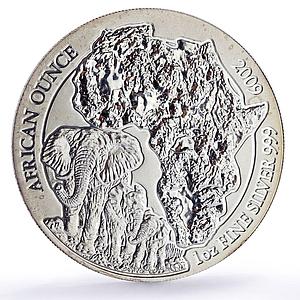 Rwanda 50 francs Elephant African Ounce Fauna Matte silver coin 2009