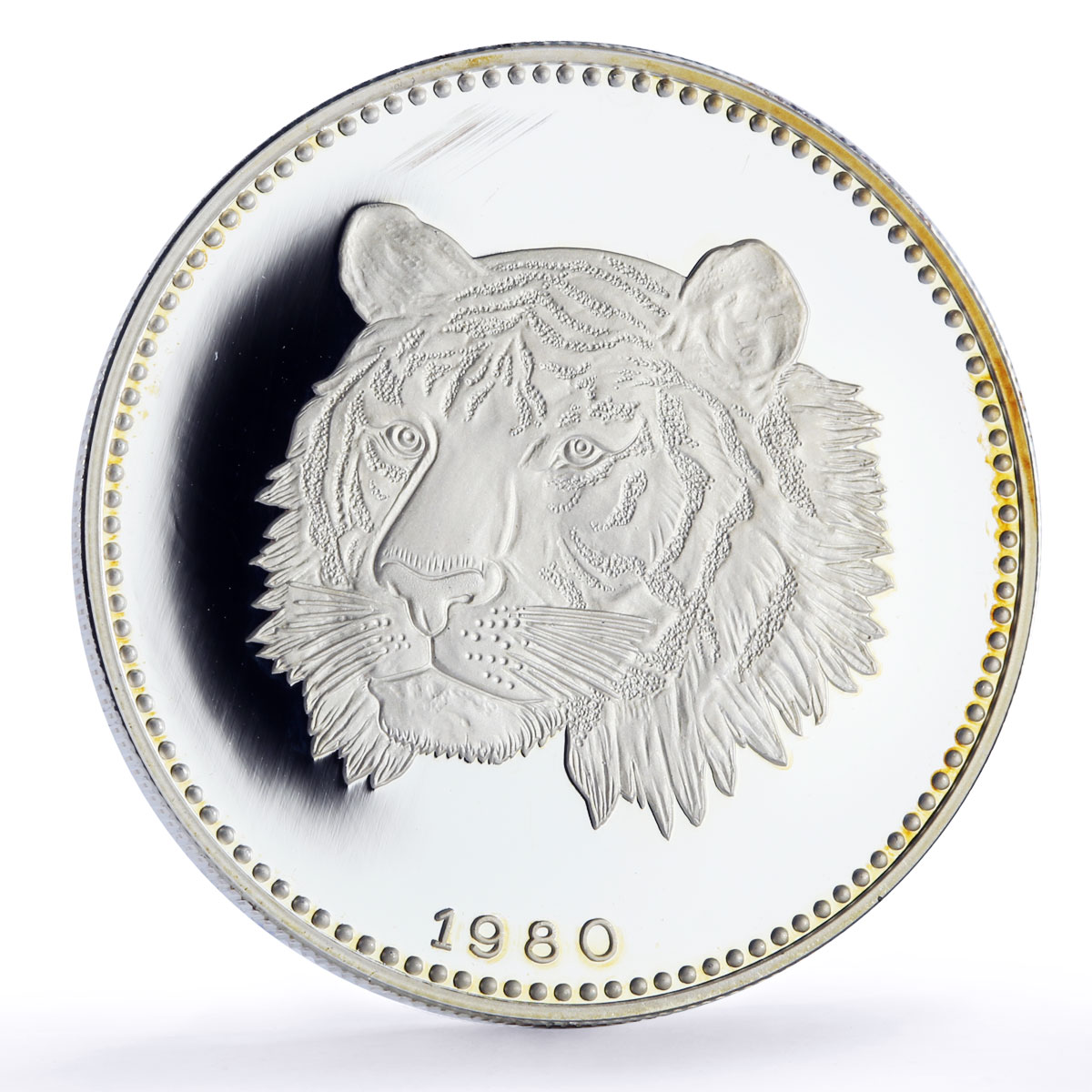 Equatorial Guinea 2000 ekuele Tiger Wildlife Fauna proof silver coin 1980