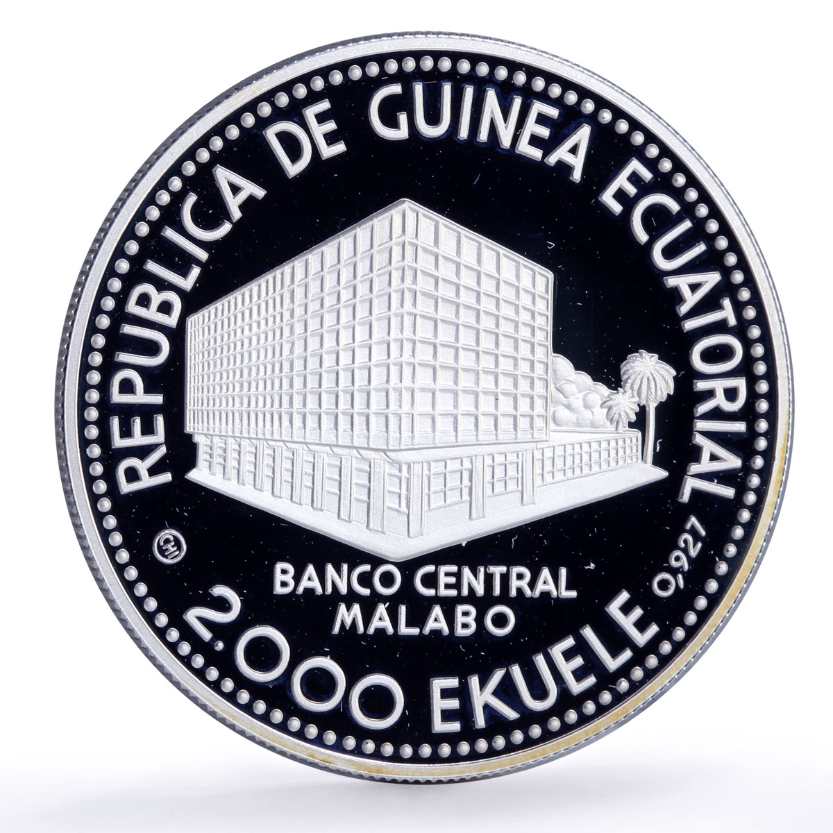 Equatorial Guinea 2000 ekuele Tiger Wildlife Fauna proof silver coin 1980