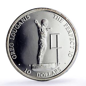 Marshall Islands 10 dollars Louganis Perfect 10 Diving Sports silver coin 1988