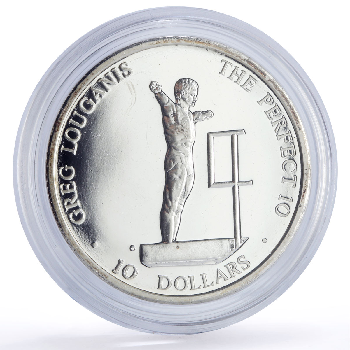 Marshall Islands 10 dollars Louganis Perfect 10 Diving Sports silver coin 1988