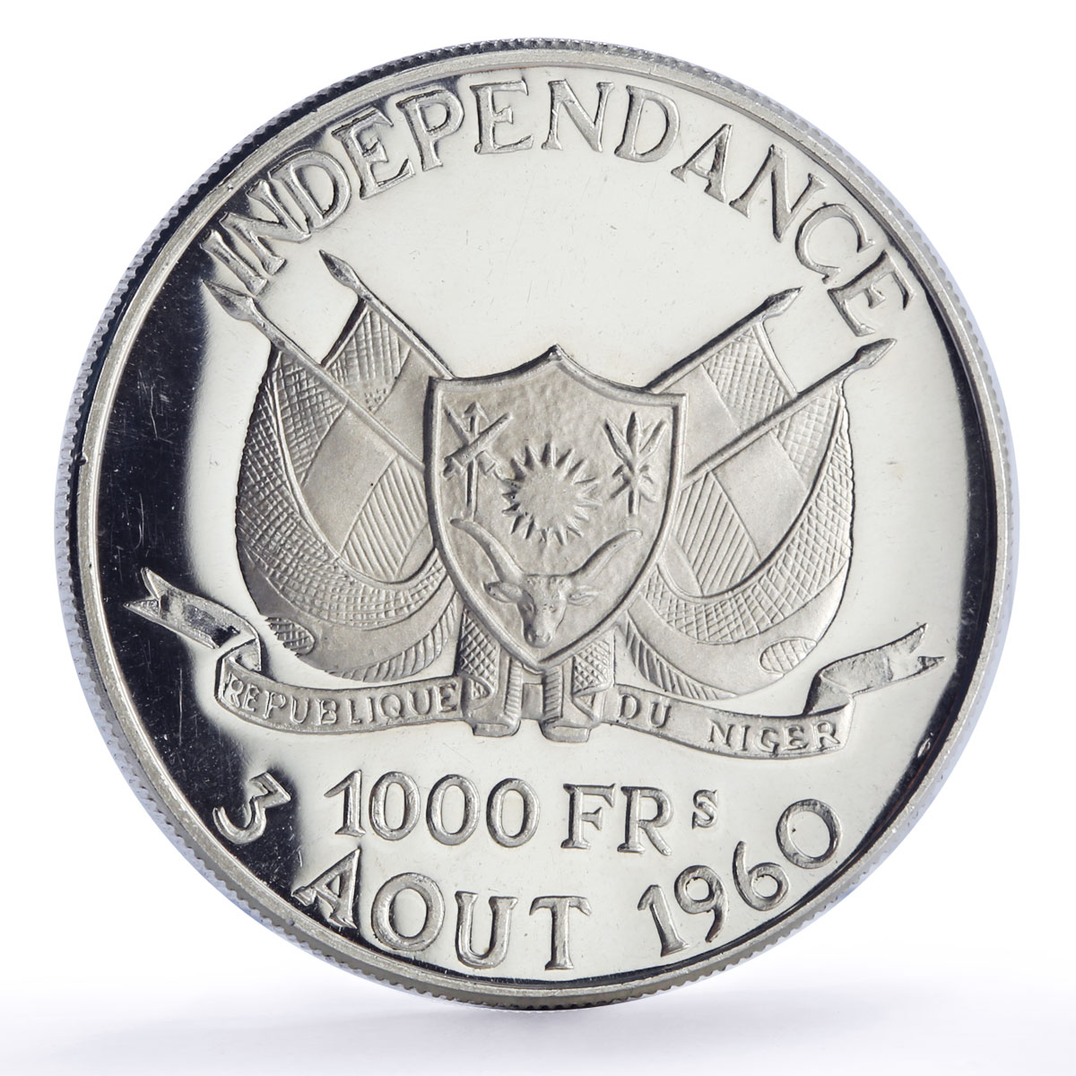 Niger 1000 francs Independence Hamani History Politics proof silver coin 1960