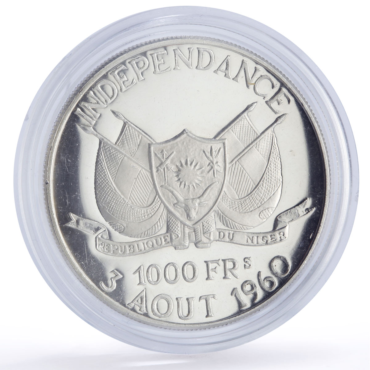 Niger 1000 francs Independence Hamani History Politics proof silver coin 1960