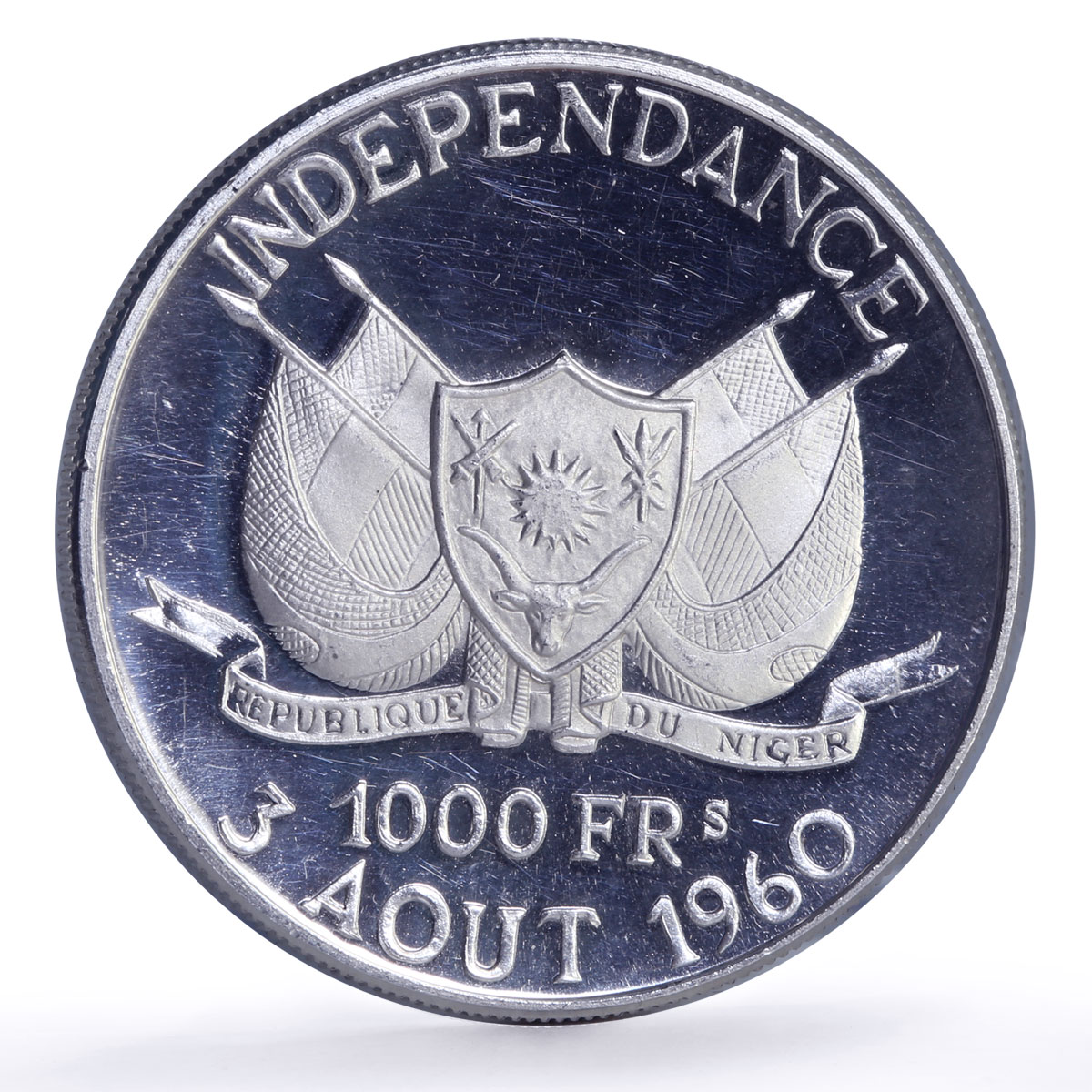 Niger 1000 francs Independence Hamani History Politics proof silver coin 1960