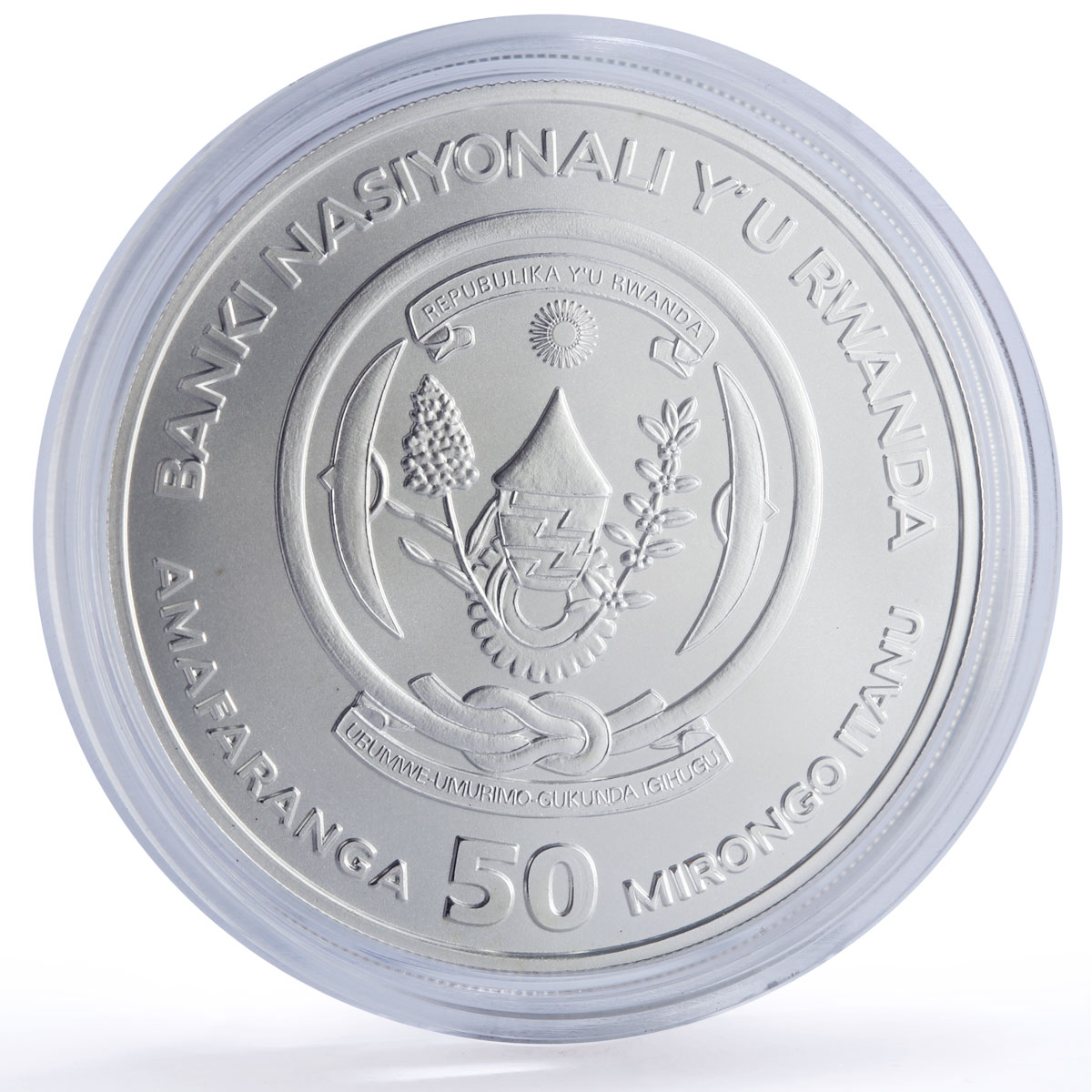 Rwanda 50 francs Gorilla African Ounce Fauna Matte silver coin 2008