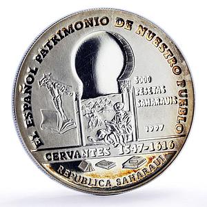Saharawi 5000 pesetas Cervantes Camel Writer Literature proof silver coin 1997