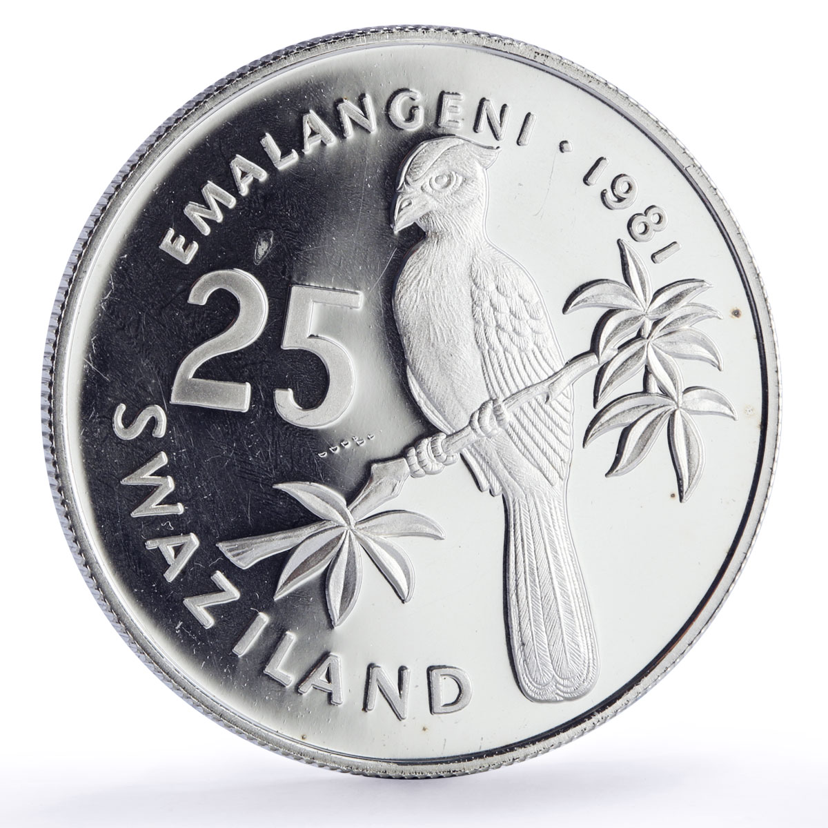Swaziland 25 emalangeni Sobhuza II Jubilee Bird Politics proof silver coin 1981