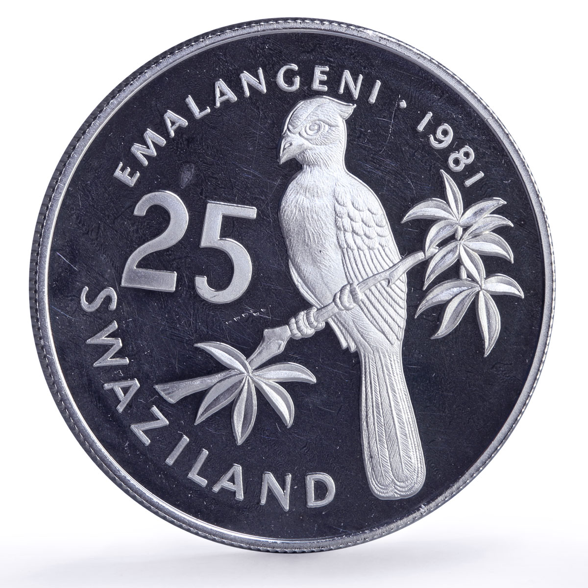 Swaziland 25 emalangeni Sobhuza II Jubilee Bird Politics proof silver coin 1981
