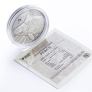 Andorra 10 diners Perch Fish Wildlife Conservation Fauna Matte silver coin 2014