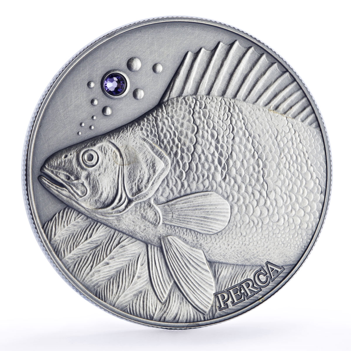 Andorra 10 diners Perch Fish Wildlife Conservation Fauna Matte silver coin 2014