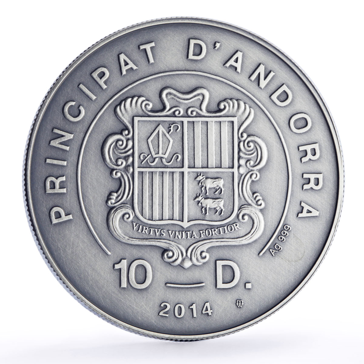 Andorra 10 diners Perch Fish Wildlife Conservation Fauna Matte silver coin 2014