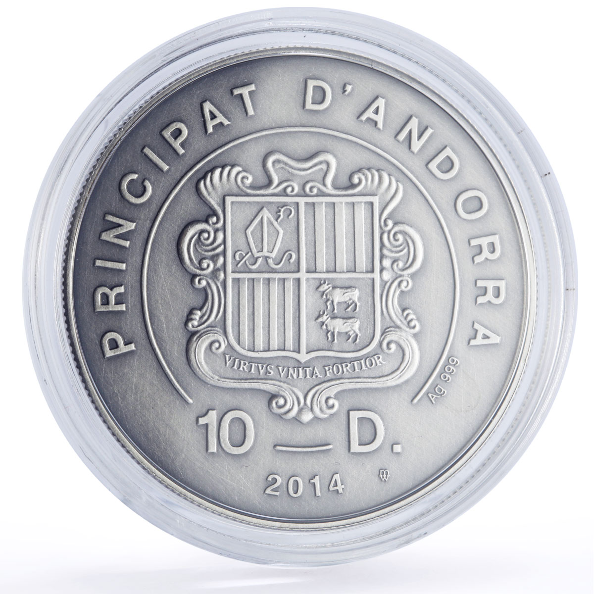 Andorra 10 diners Perch Fish Wildlife Conservation Fauna Matte silver coin 2014