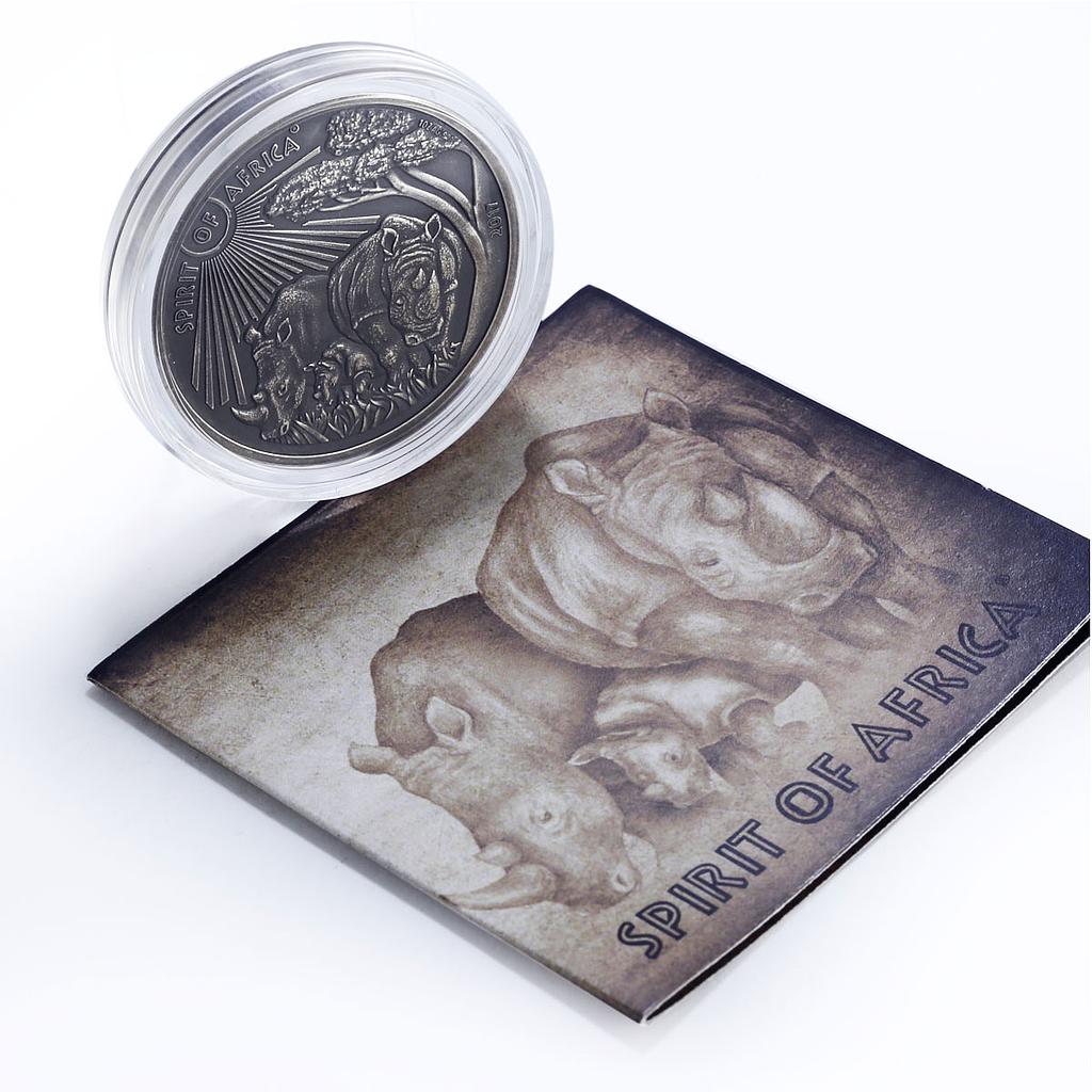 Burkina Faso 1000 francs Rhinoceros Spirit of Africa Fauna silver coin 2017