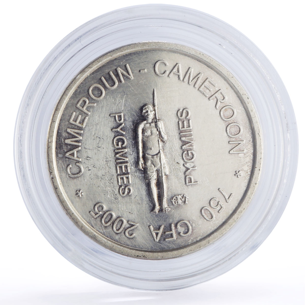 Cameroon 750 francs 1/2 Africa Pygmy Peoples Pygmies Elephant silver coin 2005