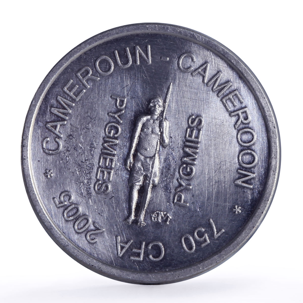 Cameroon 750 francs 1/2 Africa Pygmy Peoples Pygmies Elephant silver coin 2005