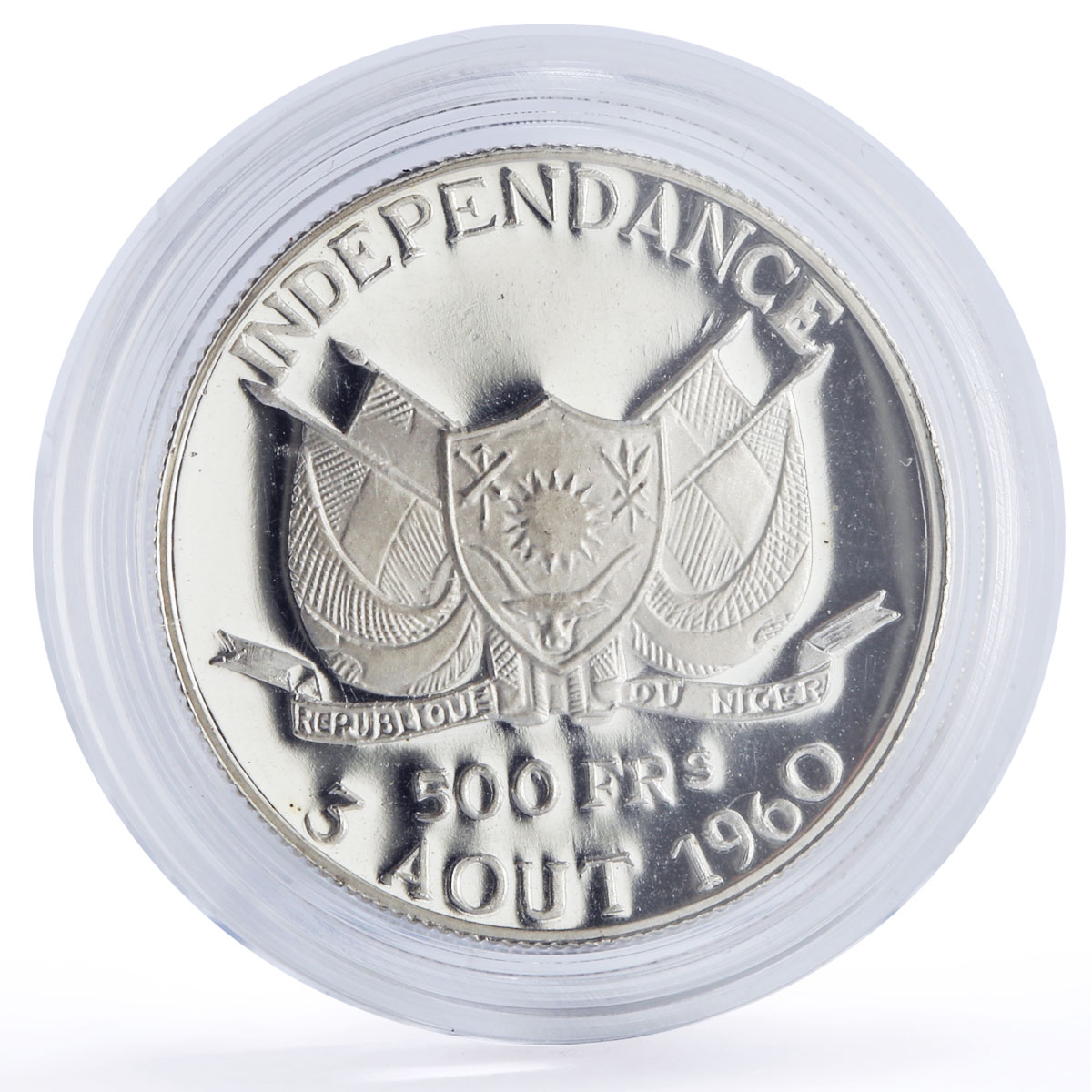 Niger 500 francs Independence Hamani History Politics proof silver coin 1960