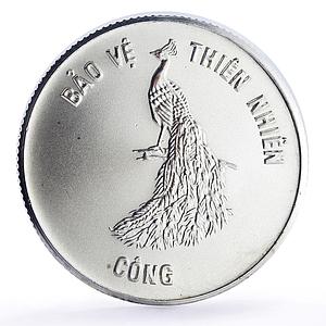 Vietnam 100 dong Peacock Bird Wildlife Conservation Fauna silver coin 1986