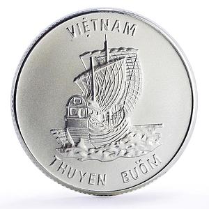 Vietnam 100 dong Junk Ship Boat History Seafaring silver coin 1986