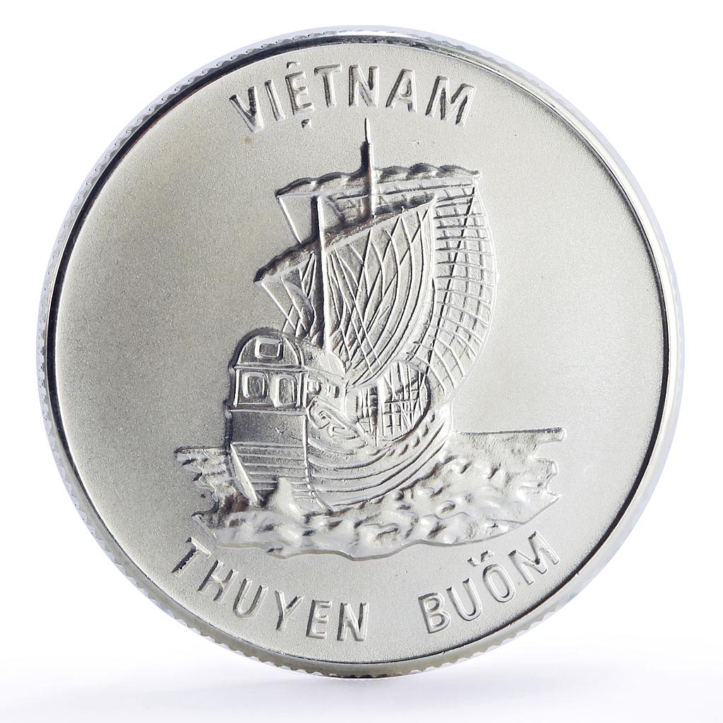 Vietnam 100 dong Junk Ship Boat History Seafaring silver coin 1986