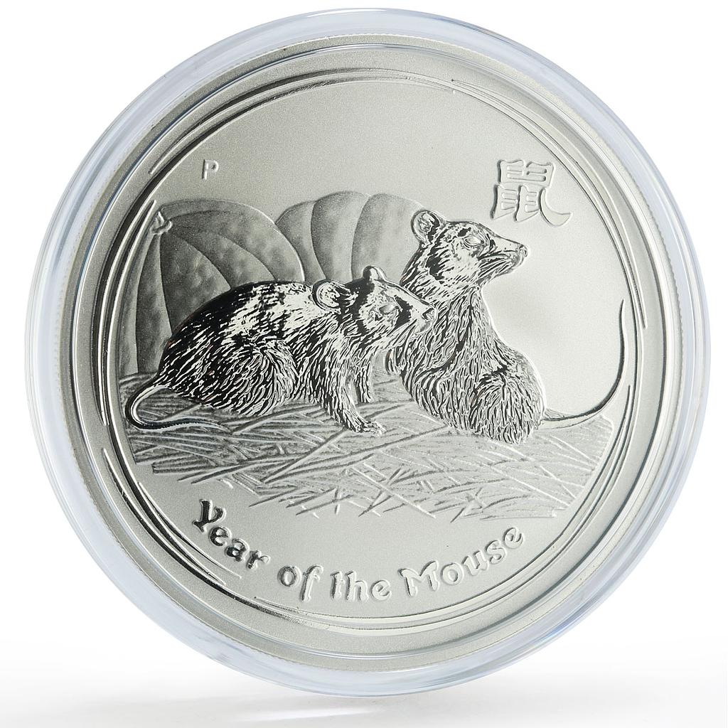 Australia 2 dollars Year of the Mouse Lunar Series 2 BU 2 oz silver coin 2008