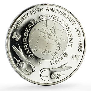 Bahamas 10 dollars Caribbean Development Bank History proof silver coin 1995