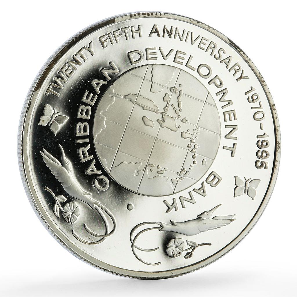 Bahamas 10 dollars Caribbean Development Bank History proof silver coin 1995