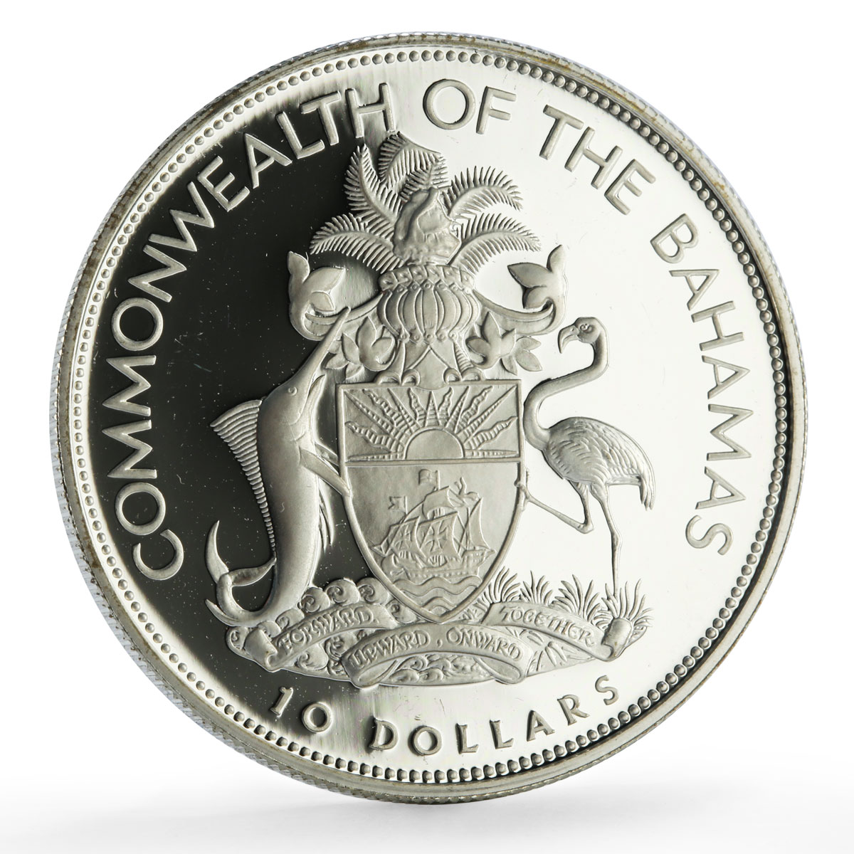 Bahamas 10 dollars Caribbean Development Bank History proof silver coin 1995