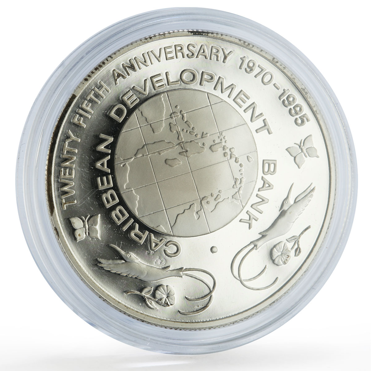 Bahamas 10 dollars Caribbean Development Bank History proof silver coin 1995
