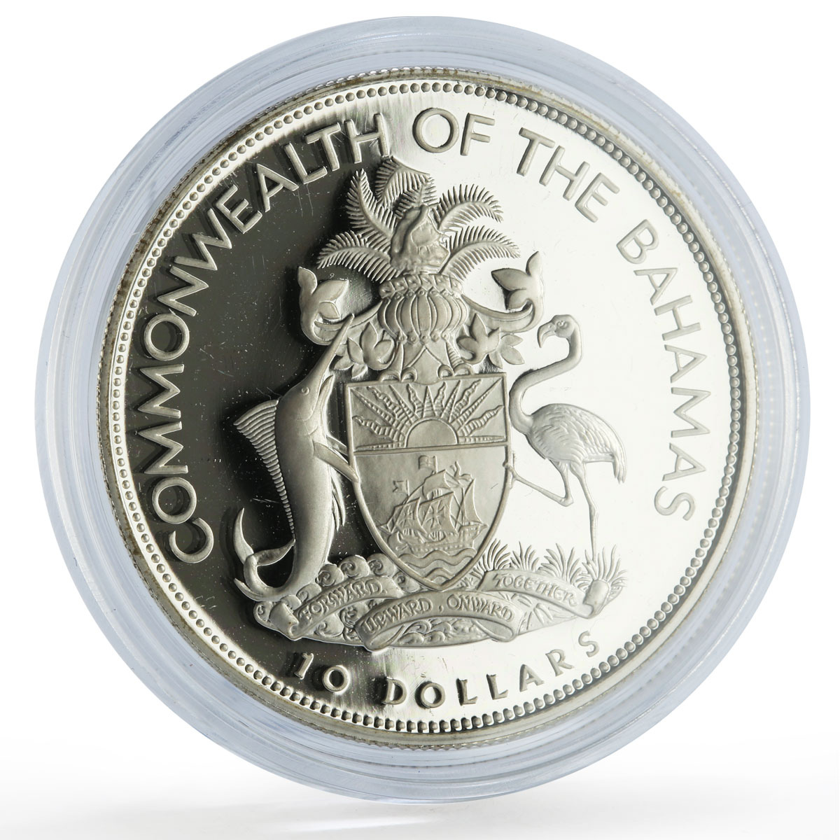 Bahamas 10 dollars Caribbean Development Bank History proof silver coin 1995
