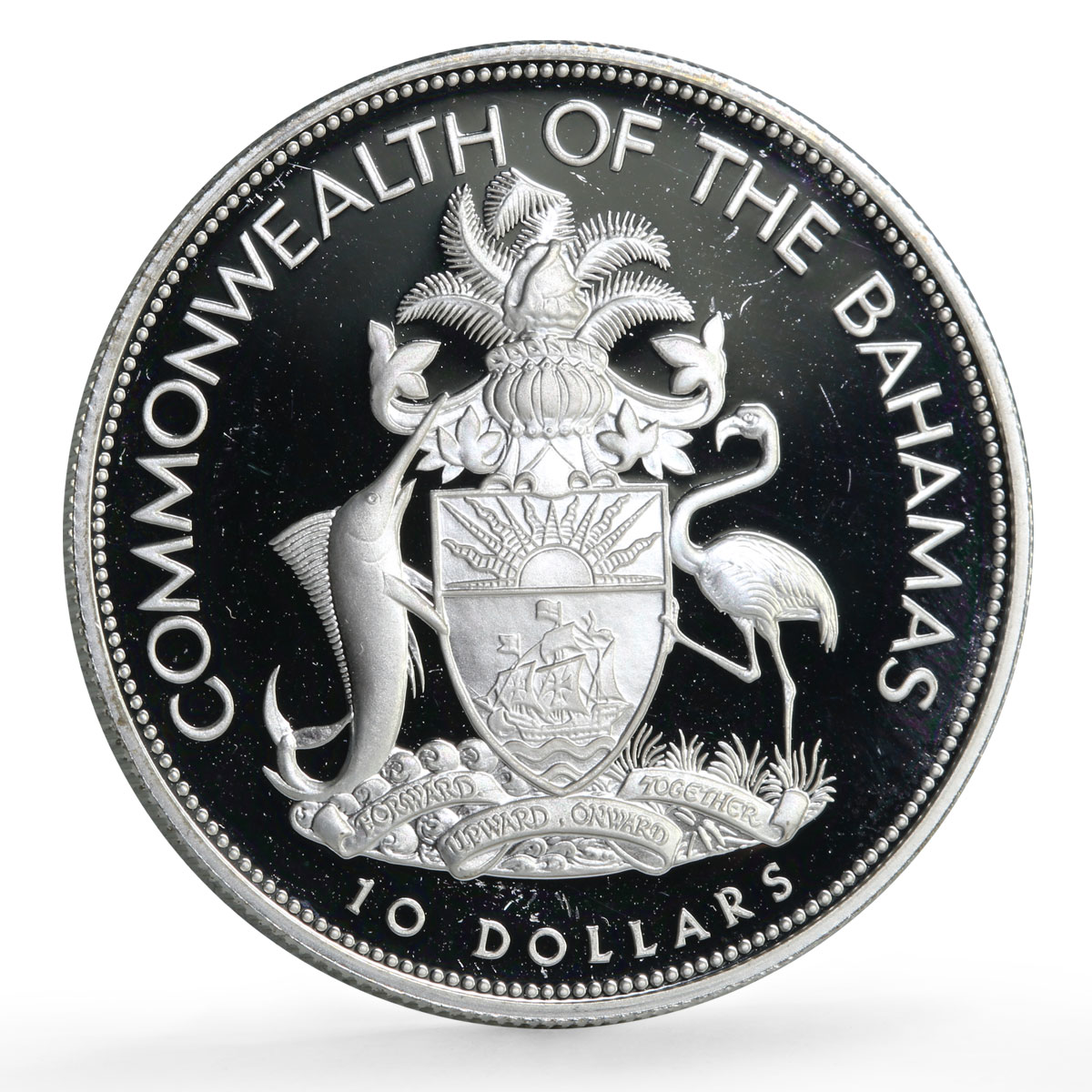 Bahamas 10 dollars Caribbean Development Bank History proof silver coin 1995