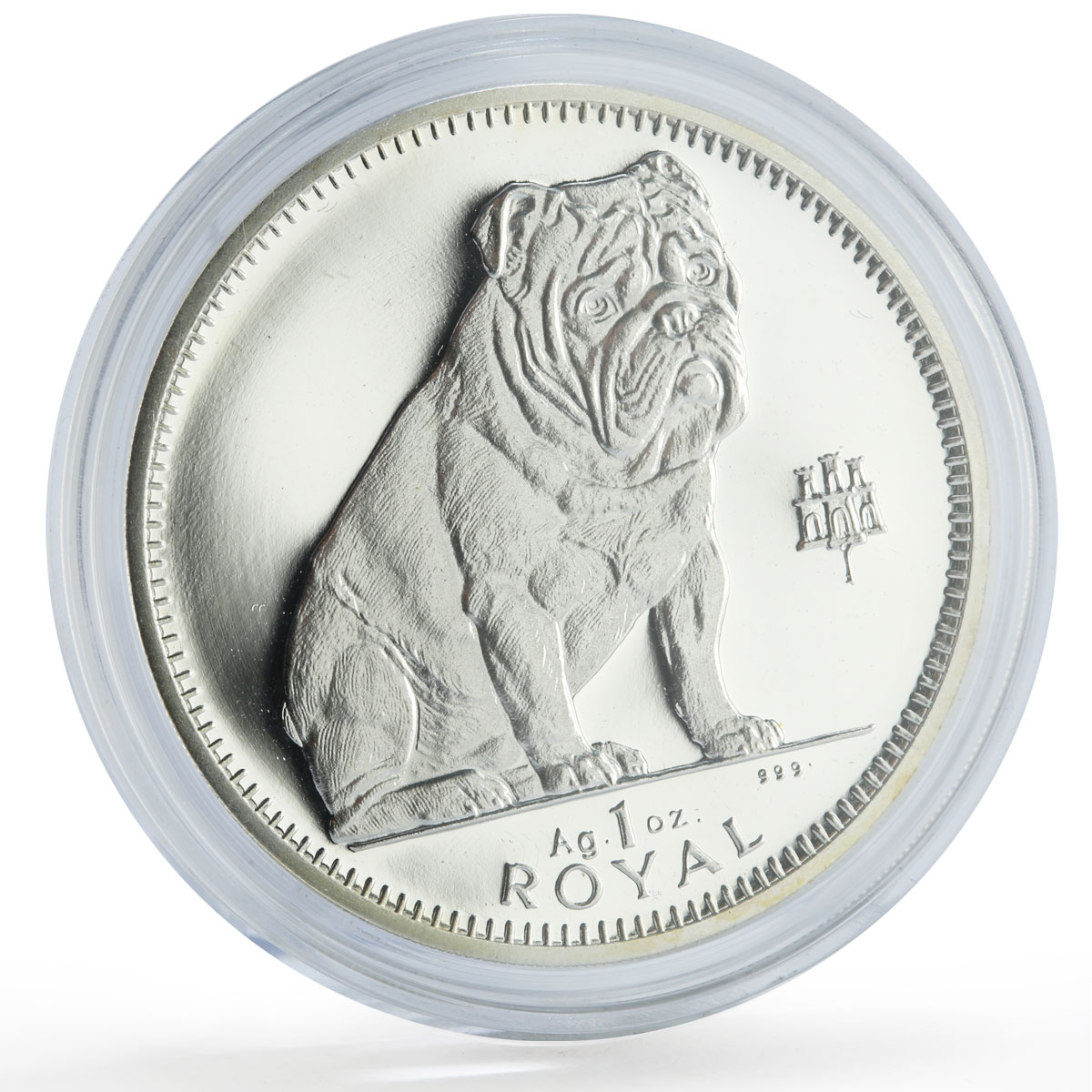 Gibraltar 1 royal Bulldog Dog Homes Pets Animals proof silver coin 1996
