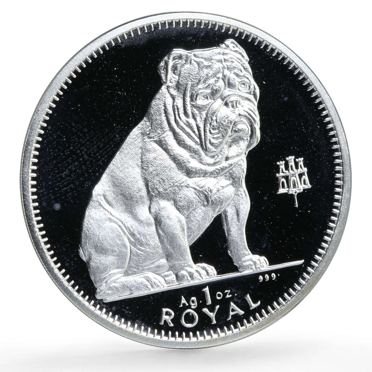 Gibraltar 1 royal Bulldog Dog Homes Pets Animals proof silver coin 1996
