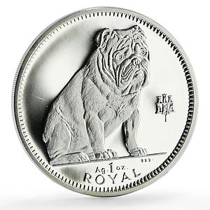 Gibraltar 1 royal Bulldog Dog Homes Pets Animals proof silver coin 1996