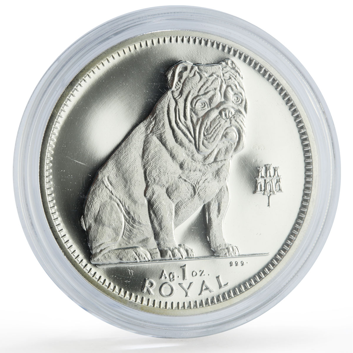 Gibraltar 1 royal Bulldog Dog Homes Pets Animals proof silver coin 1996