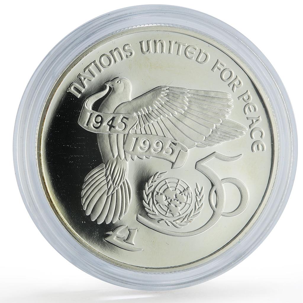 Ireland 1 pound United Nations UN Dove Birds History proof silver coin 1995