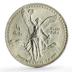 Mexico 1/4 onza Libertad Angel of Independence silver coin 1992