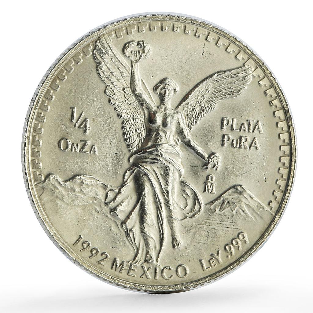 Mexico 1/4 onza Libertad Angel of Independence silver coin 1992