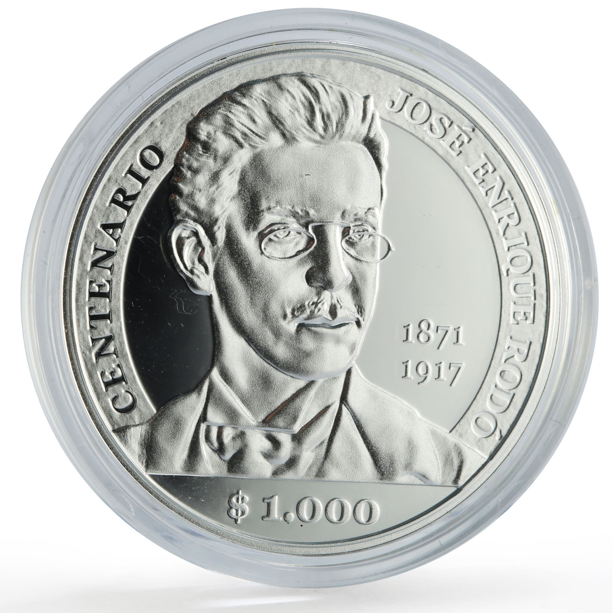 Uruguay 1000 pesos Jose Enrique Rodo Writers Literature proof silver coin 2017
